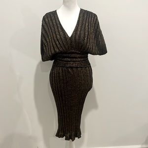 Vintage knit gold and black dress size 0